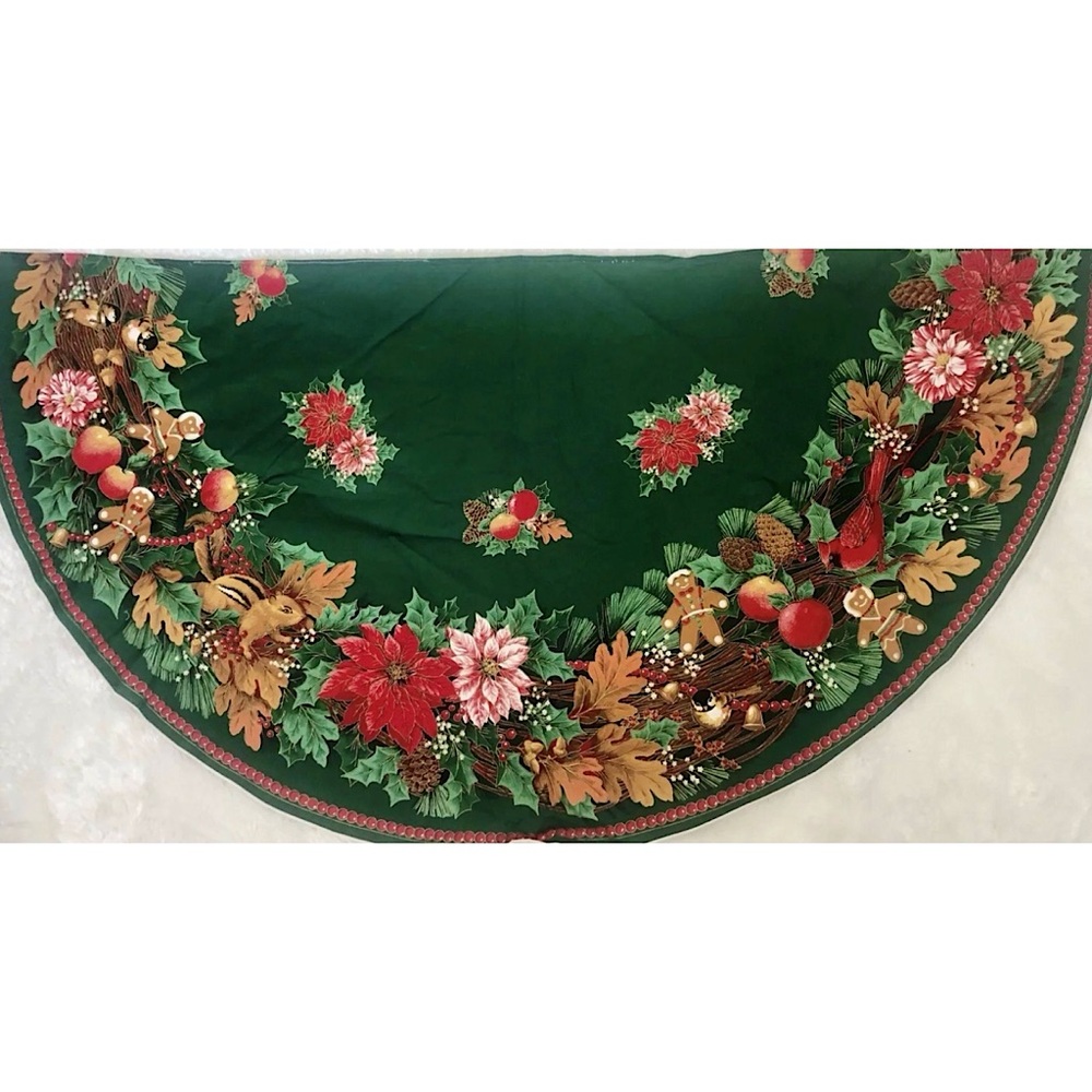 VTG 70s Handmade Gingerbread Man Christmas Runner Flannel Back 58”